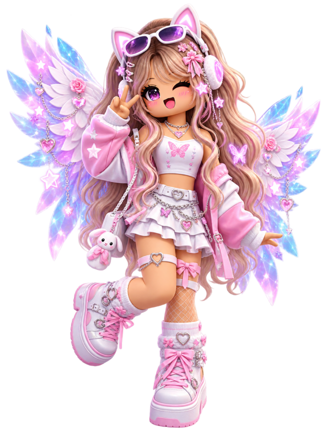 Roblox character with pastel wings
